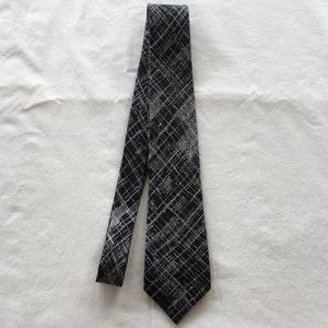 skinny Ermenegildo Zegna Italy Su Misura Silk tie Black pattern 61" x 3 1/8th"